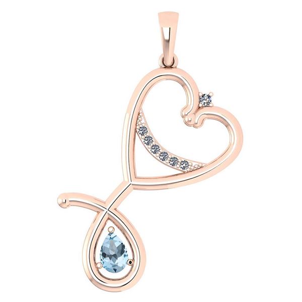 Certified 0.60 Ctw Aquamarine And Diamond Pendant For w
