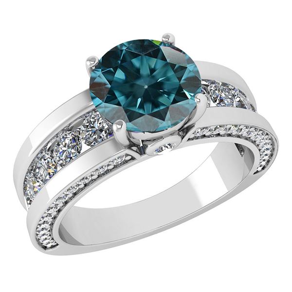 Certified 2.25 CtwTreated Fancy Blue Diamond Wedding/