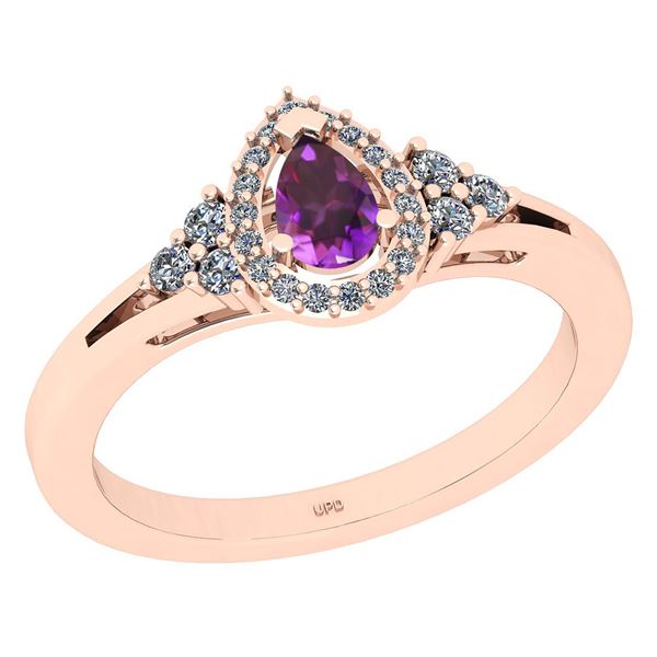 Certified 1.27 Ctw I2/I3 Amethyst And Diamond 10K Rose
