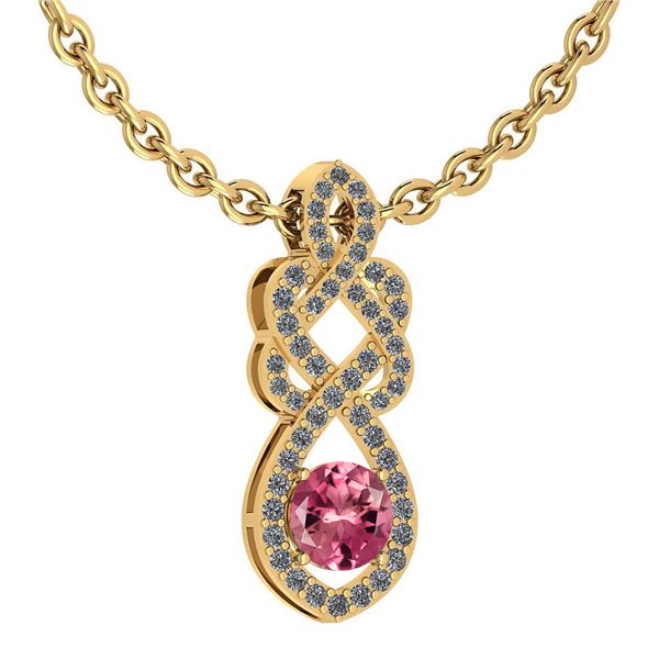 Certified 1.26 Ctw Pink Tourmaline And Diamond VS/SI1 N