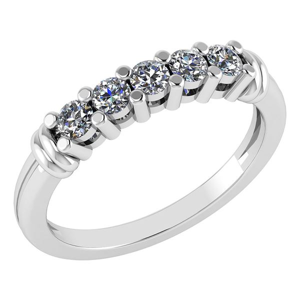Certified 0.39 Ctw Diamond 18K White Gold Halo Band