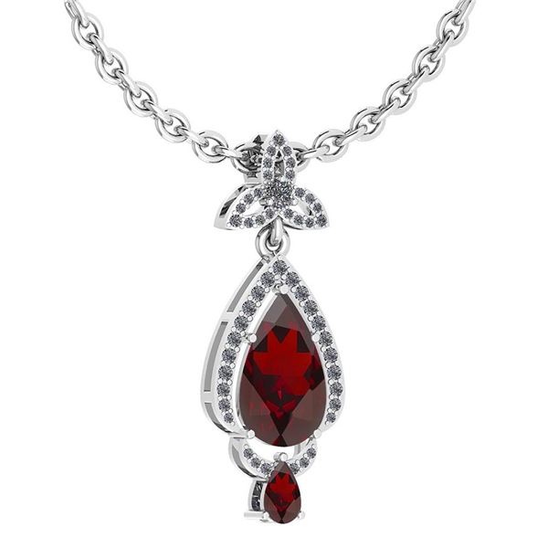 Certified 3.62 Ctw Garnet And Diamond VS/SI1 Necklace 1