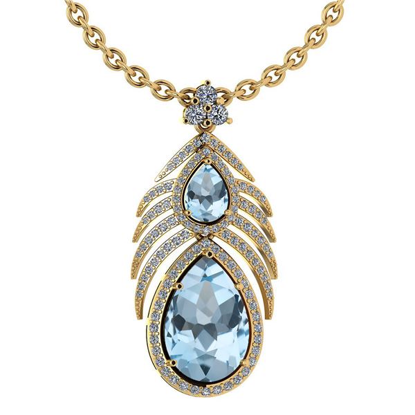 Certified 7.50 Ctw Blue Topaz And Diamond Pear shape Fo