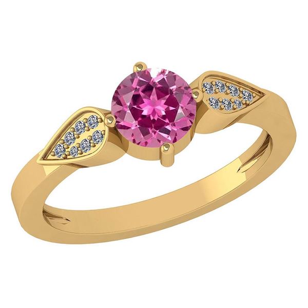 Certified 1.12 Ctw Pink Tourmaline And Diamond 14k Yell