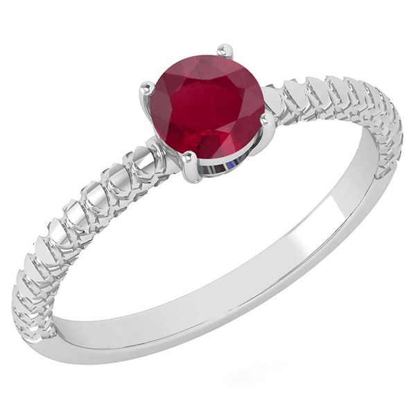 Certified 0.45 Ctw Ruby Solitaire Ring with Filigree St