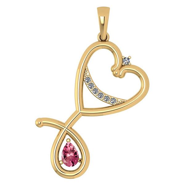 Certified 0.60 Ctw Pink Tourmaline And Diamond Pendant
