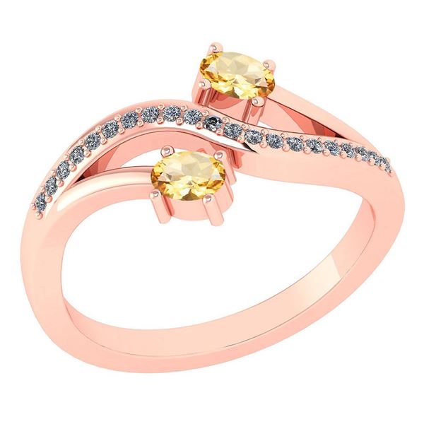 Certified 0.53 Ctw Citrine And Diamond 14k Rose Gold Ha