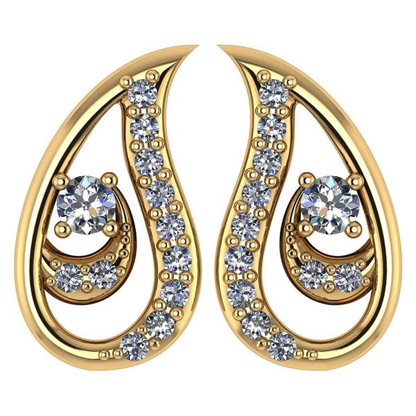 Certified 0.17 Ctw Diamond 18K Yellow Gold Halo Stud le