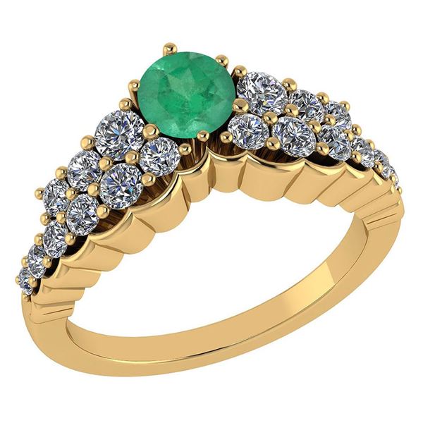 Certified 0.95 Ctw Emerald And Diamond VS/SI1 Halo Ring