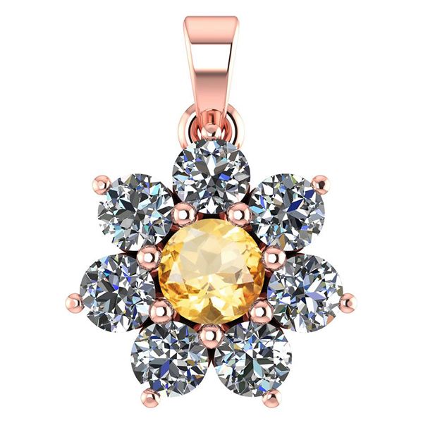 Certified 0.93 Ctw Citrine And Diamond 14k Rose Gold Ha