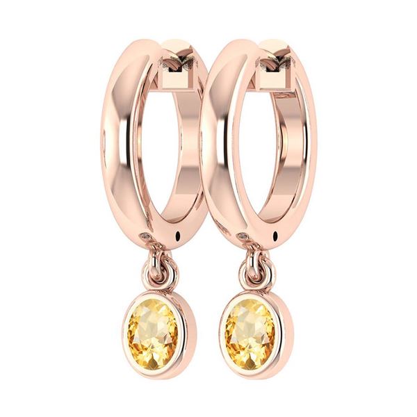 Certified 1.00 Ctw Citrine And Hoop Earring 10K Rose Go