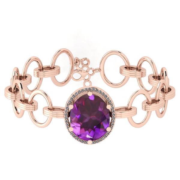 Certified 12.22 Ctw Amethyst And Diamond I2/I3 14K Rose