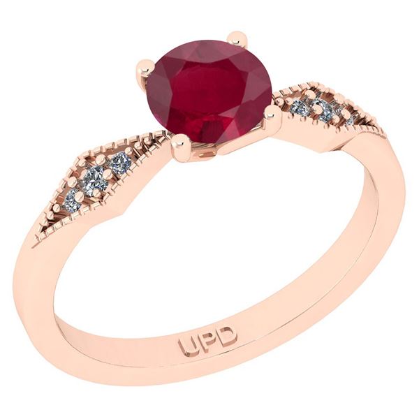 Certified 0.56 Ctw SI2/I1 Ruby And Diamond 14K Rose Gol