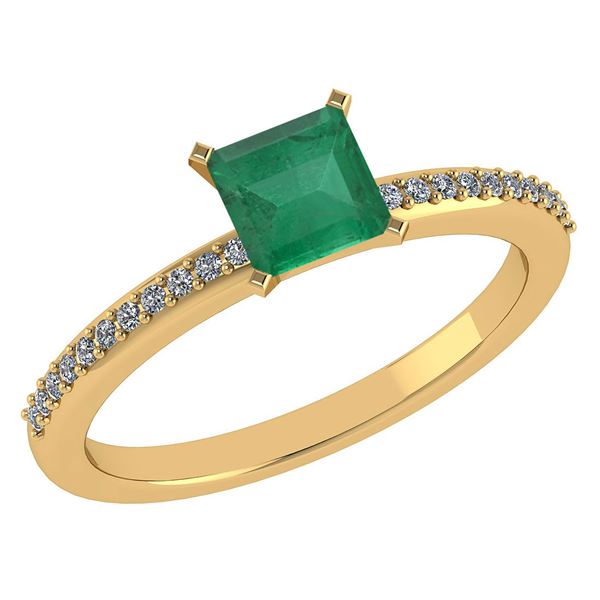 Certified 0.86 Ctw Emerlad And Diamond 18k Yellow Gold