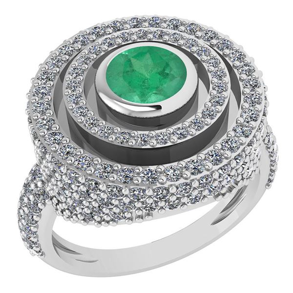 Certified 2.05Ctw Emerald And Diamond Wedding/Engagemen