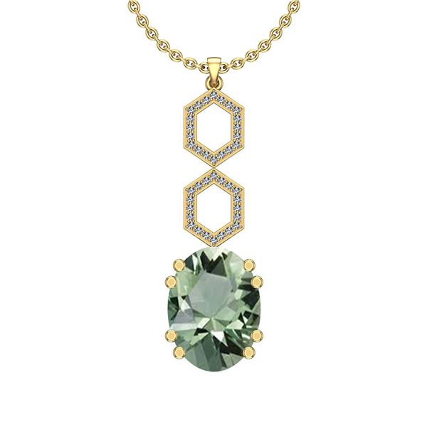 Certified 22.71 Ctw I2/I3 Green Amethyst And Diamond 14