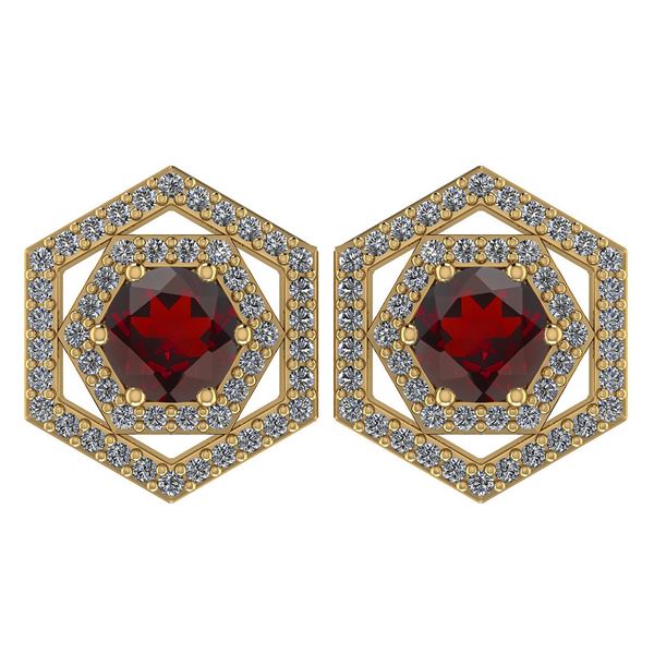 Certified 1.38Ctw Garnet And Diamond 14k Yellow Gold Ha