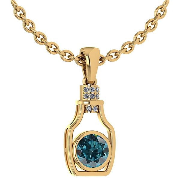 Certified 1.36 Ctw Treated Fancy Blue Diamond And White