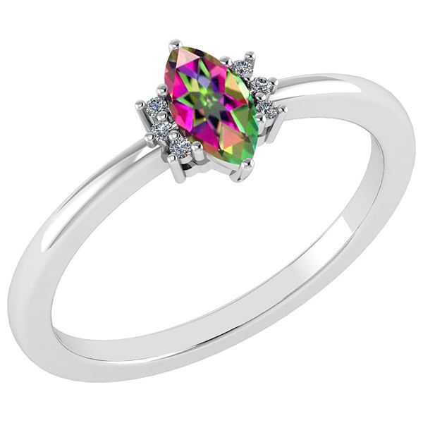 Certified 0.68 Ctw Mystic Topaz And Diamond VS/SI1 Ring