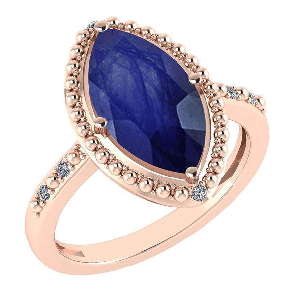 Certified 1.58 Ctw Blue Sapphire And Diamond VS/SI1 Rin