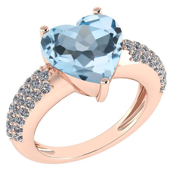 Certified 5.31 Ctw Blue Topaz And Diamond VS/SI1 Ring 1