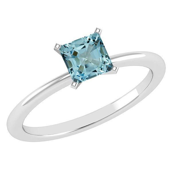 Certified 0.75 Ctw Aquamarine 18k White Gold Ring