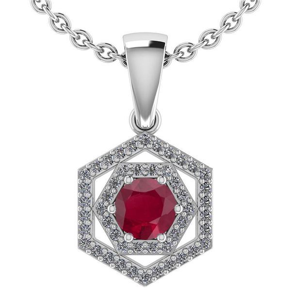 Certified 0.69 Ctw Ruby And Diamond Platinum Halo Penda