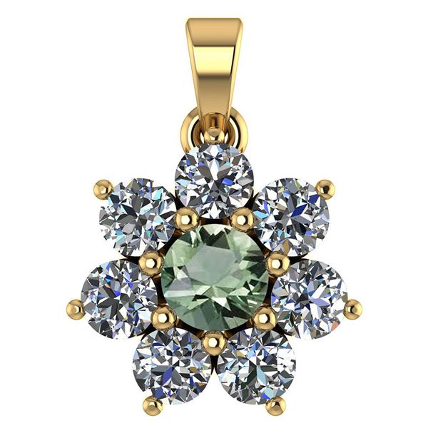 Certified 0.93 Ctw Green Amethyst And Diamond 14k Yello