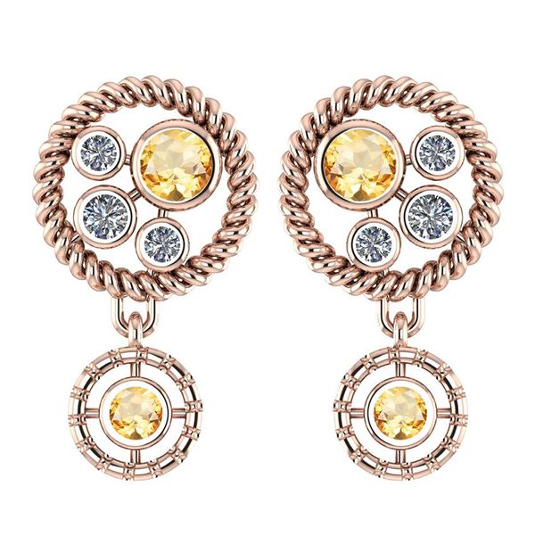 Certified 0.84 Ctw Citrine And Diamond Wedding/Engageme