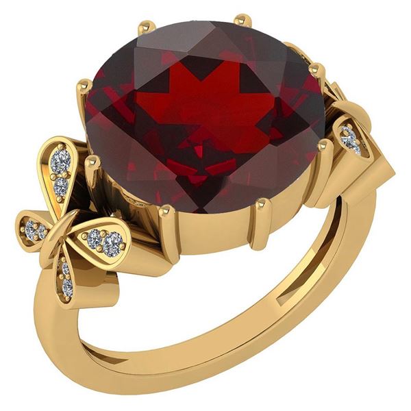 Certified 6.20 Ctw Garnet And Diamond VS/SI1 Ring 14K Y