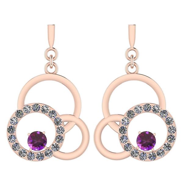 Certified 0.75 Ctw Amethyst And Diamond VS/SI1 Earrings