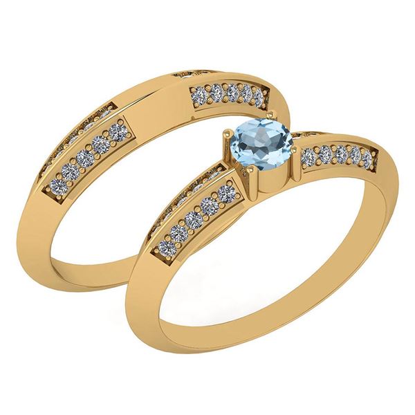 Certified 0.55 Ctw Blue Topaz And White Diamond VS/SI1