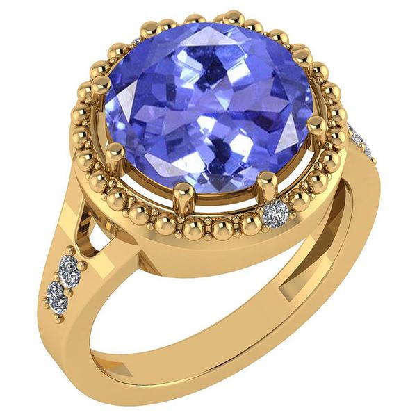 Certified 3.65 Ctw Tanzanite And Diamond VS/SI1 Halo Ri
