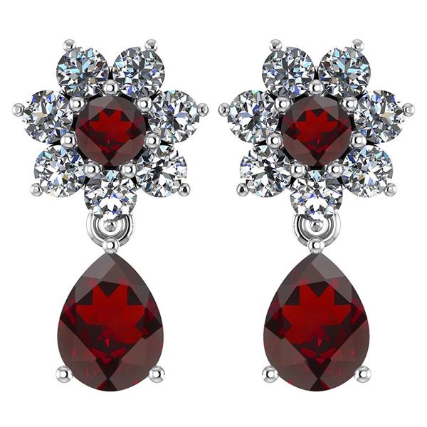 Certified 4.86 Ctw Garnet And Diamond 18K White Gold Ha