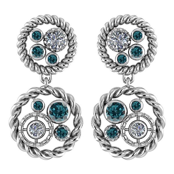 Certified 1.64 Ctw Treated Fancy Blue Diamond 14K White