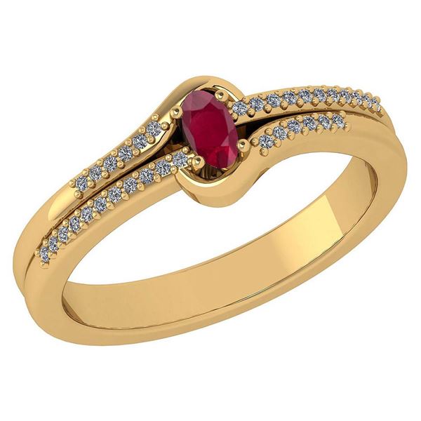 Certified 0.29 Ctw Ruby And Diamond 14k Yellow Gold Hal