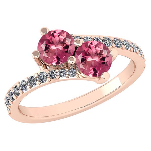 Certified 1.24 Ctw Pink Tourmaline And Diamond Wedding/