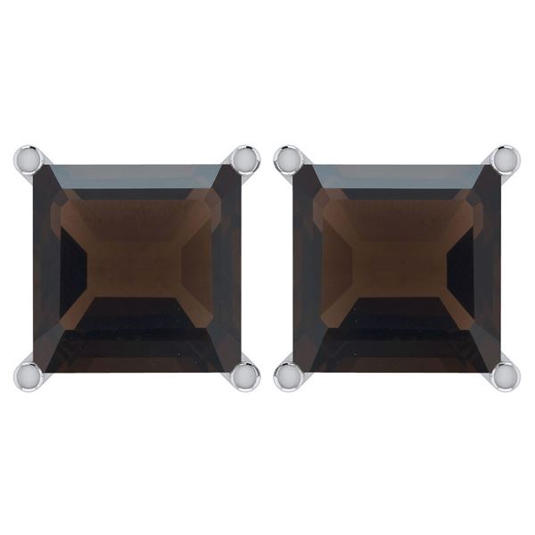 Certified 11.24 Ctw Genuine Smoky Quarzt 14K White Gold