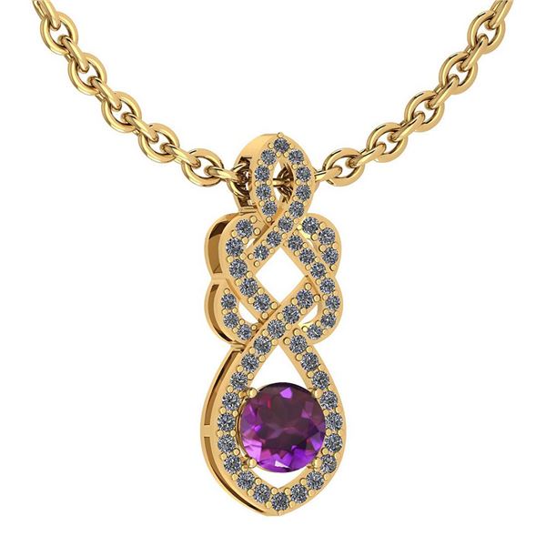 Certified 1.26 Ctw Amethyst And Diamond VS/SI1 Necklace