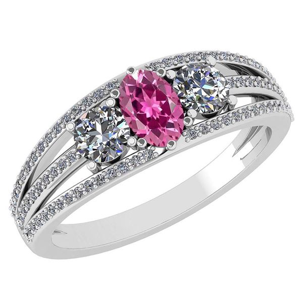 Certified 1.16 Ctw Pink Tourmaline And Diamond 14k Whit
