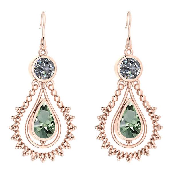 Certified 5.18 Ctw Green Amethyst And Diamond SI2/I1 Da