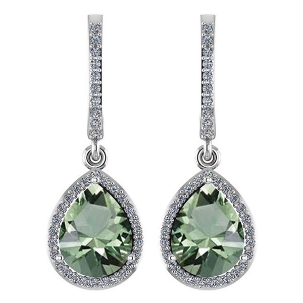 Certified 4.35 Ctw Green Amethyst And Diamond Wedding/E