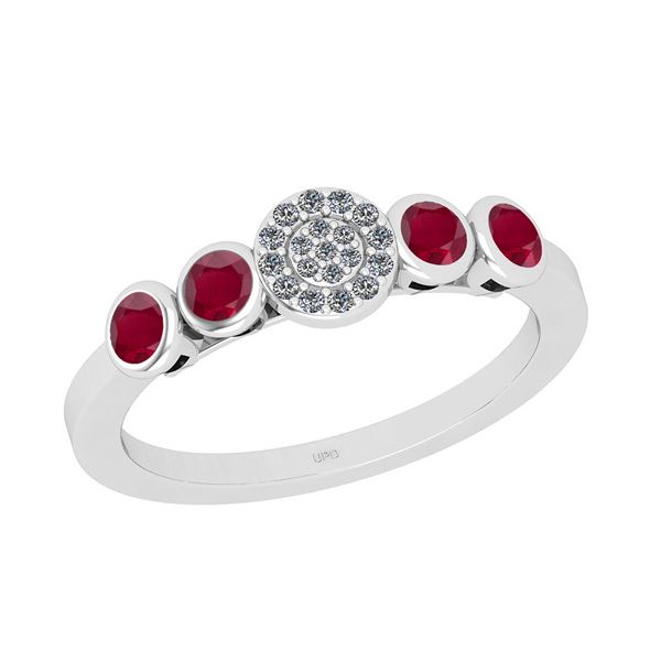 Certified 0.50 Ctw I2/I3 Ruby And Diamond 14K White Gol