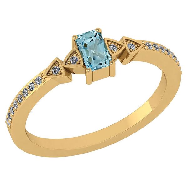 Certified 0.39 Ctw Aquamarine And Diamond 14k Yellow Go