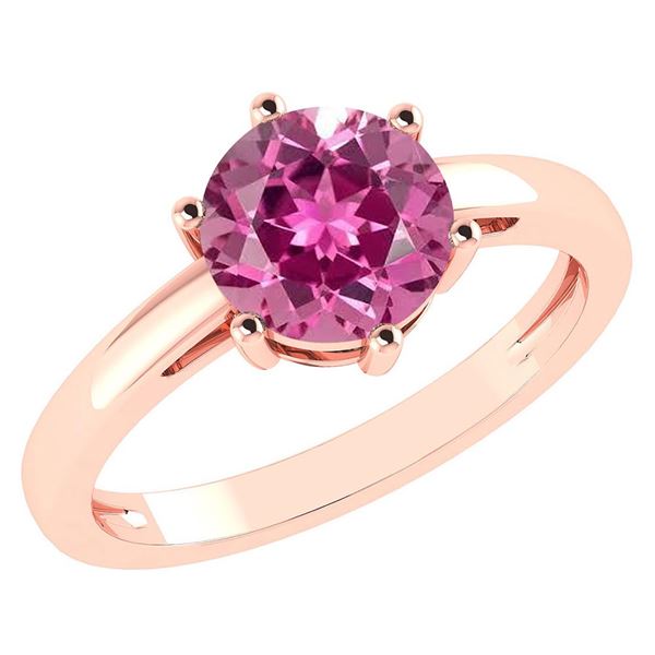 Certified 1.00Ctw Genuine Pink Tourmaline 14k Rose Gold