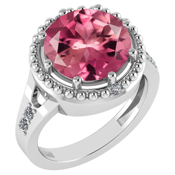 Certified 3.65 Ctw Pink Tourmaline And Diamond VS/SI1 H