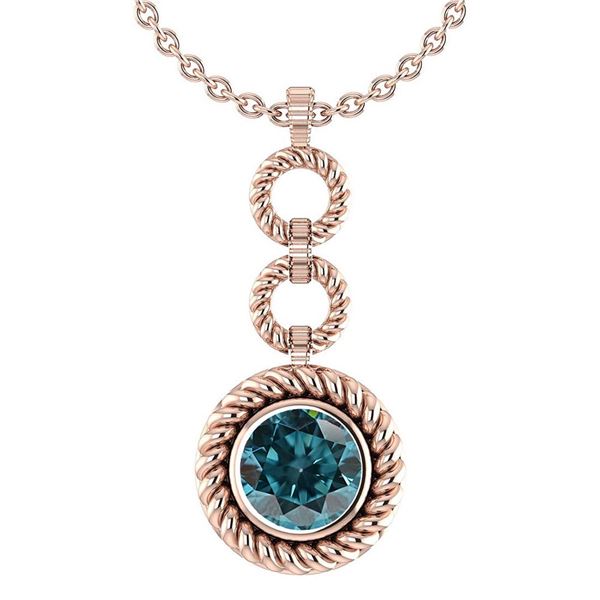 Certified 6.84 Ctw Treated Fancy Blue Diamond Necklace