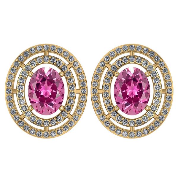 Certified 3.12 CTW Pink Tourmaline And Diamond 14k Yell