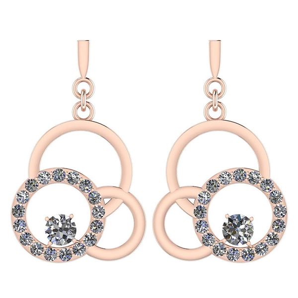 Certified 0.34 Ctw Diamond VS/SI1 Earrings 18K Rose Gol