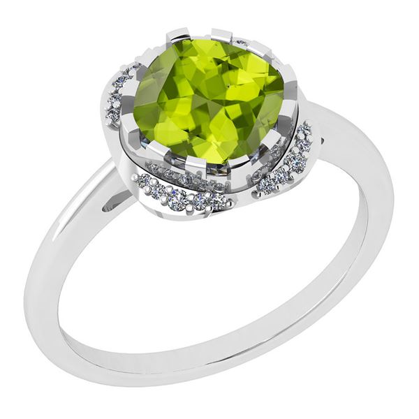 Certified 1.15 Ctw Peridot And Diamond SI1/SI2 14K Whit